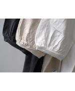 コットンリネン天竺×コットンヘンプガーゼ　フリルカラープルオーバー