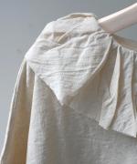 コットンリネン天竺×コットンヘンプガーゼ　フリルカラープルオーバー