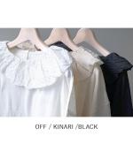 コットンリネン天竺×コットンヘンプガーゼ　フリルカラープルオーバー