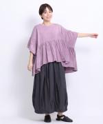 ピグメントコットン天竺　ギャザープルオーバー