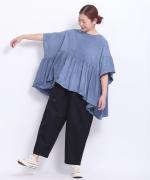 ピグメントコットン天竺　ギャザープルオーバー