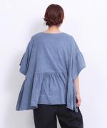 ピグメントコットン天竺　ギャザープルオーバー