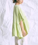 ピグメントコットン天竺　ギャザープルオーバー