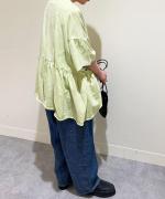 ピグメントコットン天竺　ギャザープルオーバー