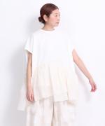 リサイクルコットン×コットンボイル　裾フリルプルオーバー