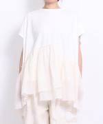 リサイクルコットン×コットンボイル　裾フリルプルオーバー