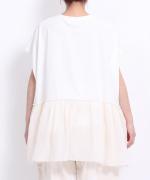 リサイクルコットン×コットンボイル　裾フリルプルオーバー