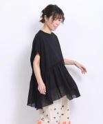 リサイクルコットン×コットンボイル　裾フリルプルオーバー