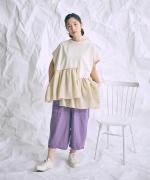 リサイクルコットン×コットンボイル　裾フリルプルオーバー