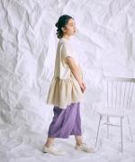 リサイクルコットン×コットンボイル　裾フリルプルオーバー