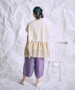 リサイクルコットン×コットンボイル　裾フリルプルオーバー