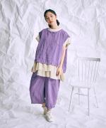 リサイクルコットン×コットンボイル　裾フリルプルオーバー