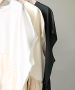 リサイクルコットン×コットンボイル　裾フリルプルオーバー