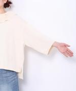 ミディアムコットン天竺　フリルカラープルオーバー