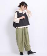 ミディアムコットン天竺　フリルカラープルオーバー