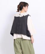 ミディアムコットン天竺　フリルカラープルオーバー