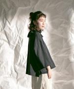 ミディアムコットン天竺　フリルカラープルオーバー