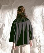 ミディアムコットン天竺　フリルカラープルオーバー