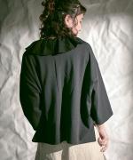 ミディアムコットン天竺　フリルカラープルオーバー