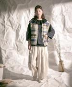 ミディアムコットン天竺　フリルカラープルオーバー