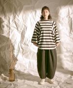 ミディアムコットン天竺　ボーダーボトルネックプルオーバー