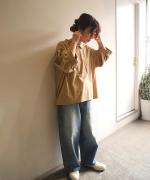 リサイクルコットン天竺　チビ衿プルオーバー