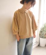 リサイクルコットン天竺　チビ衿プルオーバー