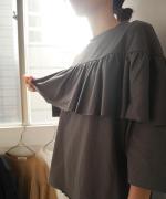 リサイクルコットン天竺　ラッフルプルオーバー