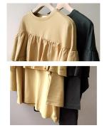 リサイクルコットン天竺　ラッフルプルオーバー