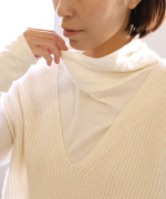 フェザリーコットン天竺　タートルネック長袖