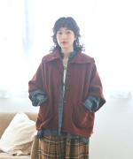 ウールアンゴラボア ポンチョジャケット