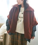 ウールアンゴラボア ポンチョジャケット