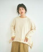 ミディアムコットン天竺 裾フリルプルオーバー