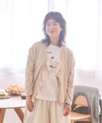 コットンベルギーリネン天竺×コットンヘンプガーゼ カーディガン