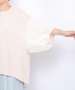 コットンリネンドッキング　ビッグスリーブプルオーバー