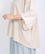 コットンリネンドッキング　ビッグスリーブプルオーバー