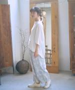 コットンリネンドッキング　ビッグスリーブプルオーバー