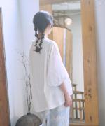 コットンリネンドッキング　ビッグスリーブプルオーバー