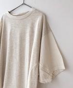 コットンリネンドッキング　ビッグスリーブプルオーバー