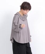 バスケットフルメッシュ　フリルカラープルオーバー