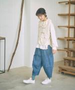 バスケットフルメッシュ　フリルカラープルオーバー