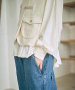 バスケットフルメッシュ　フリルカラープルオーバー