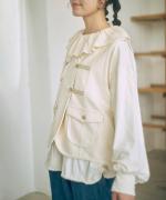 バスケットフルメッシュ　フリルカラープルオーバー