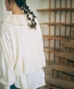 バスケットフルメッシュ　フリルカラープルオーバー