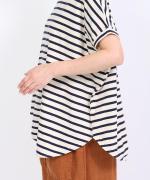 リサイクルコットンボーダー　ワイドプルオーバー