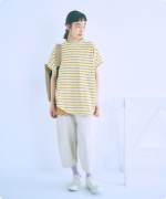 リサイクルコットンボーダー　ワイドプルオーバー