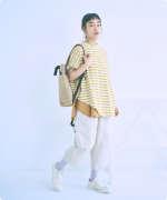 リサイクルコットンボーダー　ワイドプルオーバー