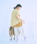 リサイクルコットンボーダー　ワイドプルオーバー