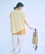 リサイクルコットンボーダー　ワイドプルオーバー