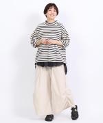 リサイクルコットンボーダー　モックネックプルオーバー